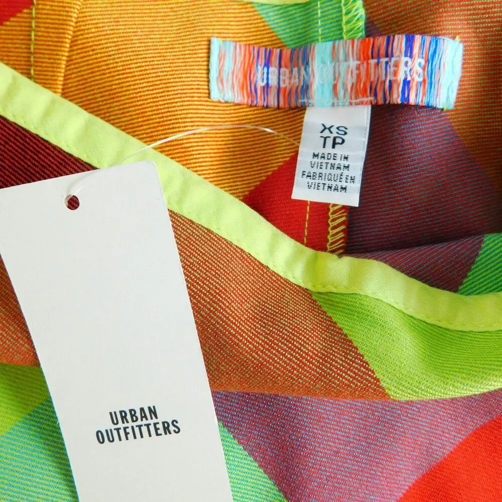 Urban Outfitters Janelle Plaid Skirt Maxi Long, Multicolor 2-way stretch XS NWT